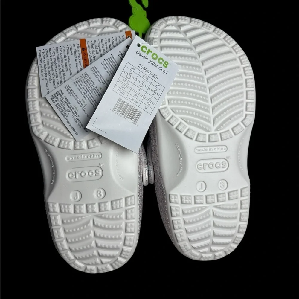 CROCS Kids Sparkly Glitter Clogs - Silver